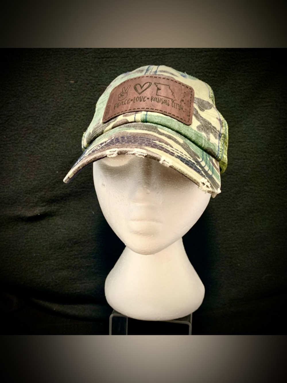 Peace ❤️ Love Kansas City Camo Trucker Hat | Unisex | Velcro Adjustable